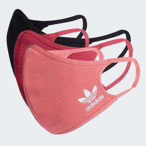 New Adidas 3PCS Wild Pink Rose Black Face Mask M/L